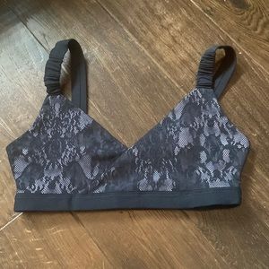 Fabletics sports bra. Black with lace. Small